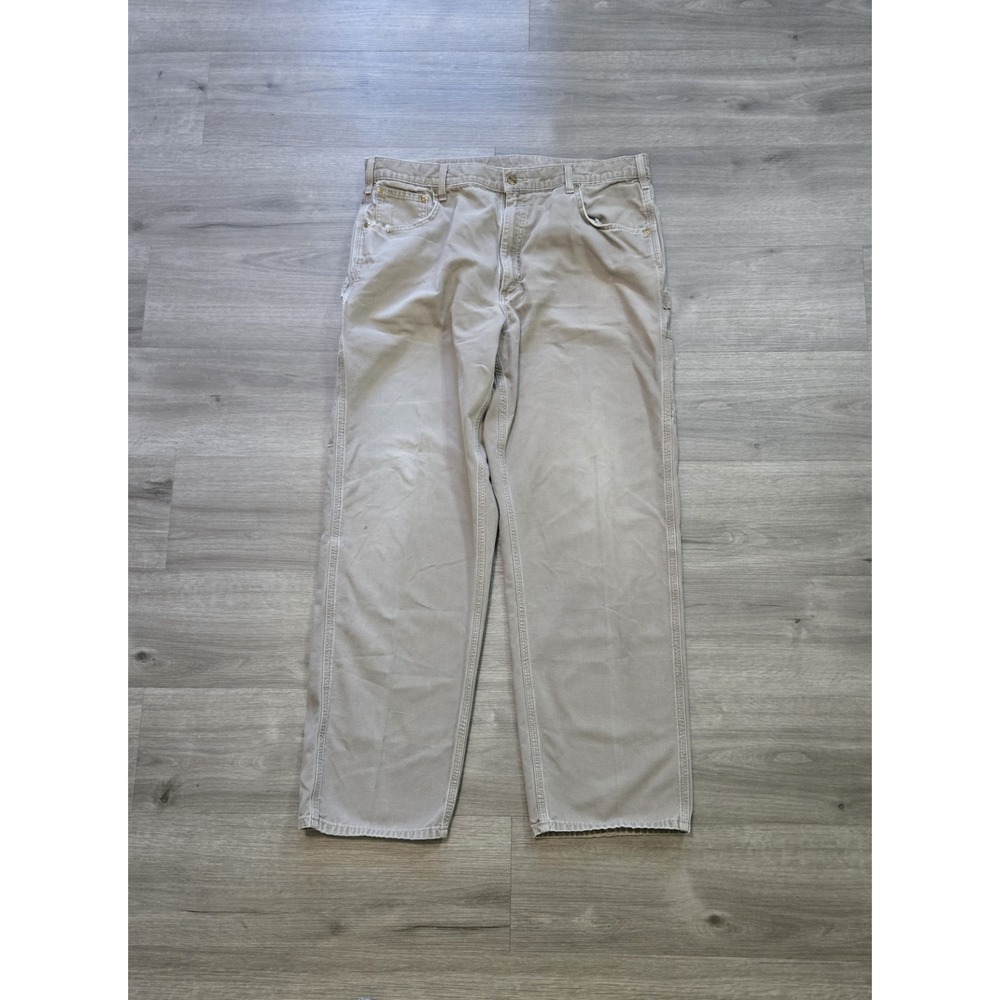 Carhartt B159-MUS Carpenter Pants Men 40x34 Mushroom Loose Fit Canvas Distressed